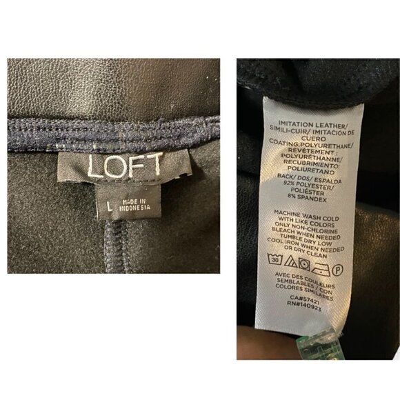 Loft Black Faux Leather Stretch Pants/Leggings, Size L - Picture 7 of 9